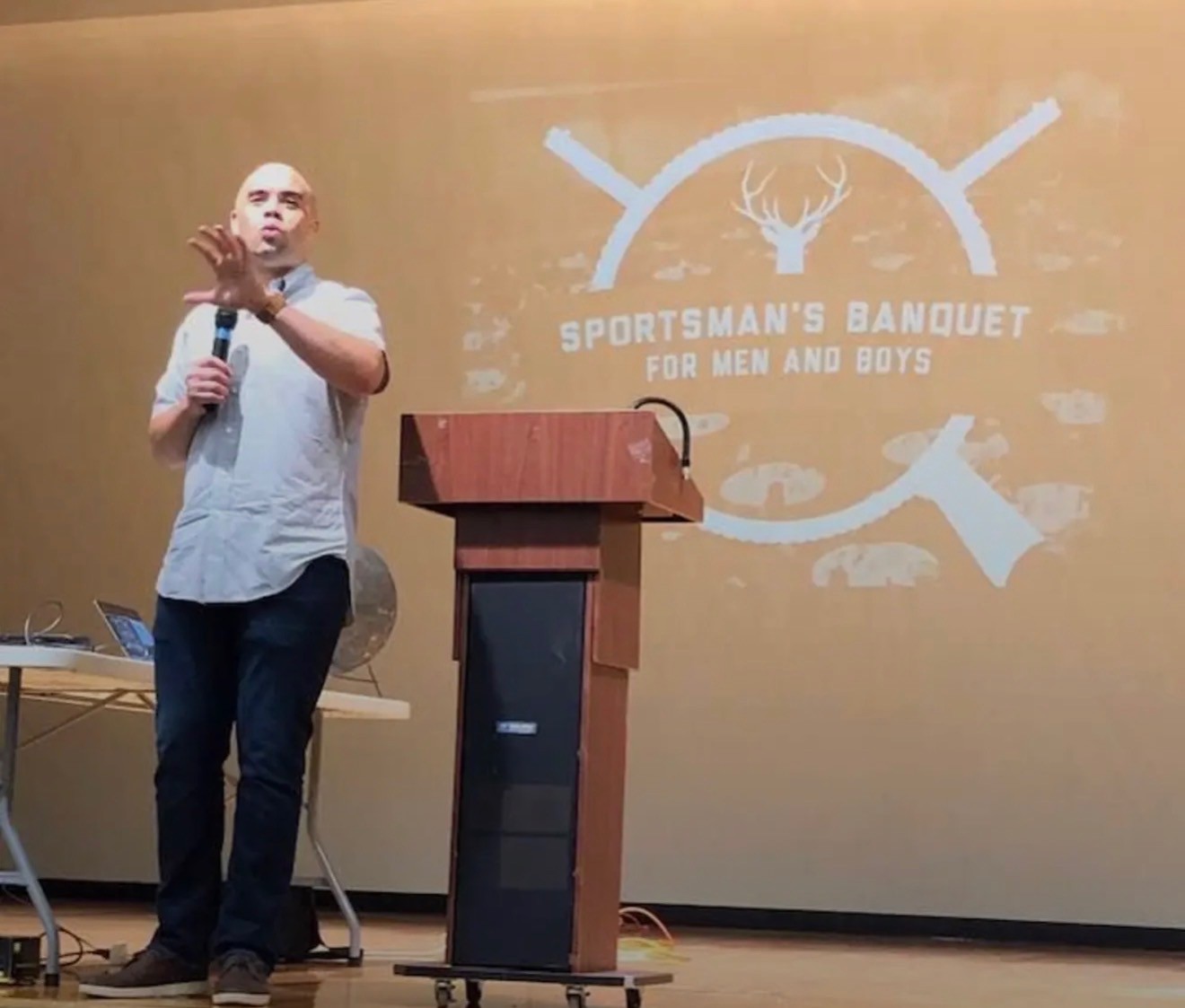 Tyson Lee speaking at a leadership event